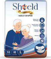 SHIELD Premium Tape Style | Pack of 10 | Adult Diapers - L  (10 Pieces)