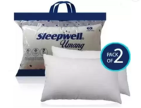 Sleepwell Microfibre Solid Sleeping Pillow Pack of 2  (White)