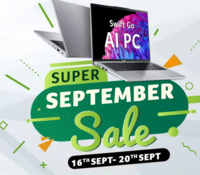  Acer Super September Sale - Upto 40% Off + Free 3 Yrs Warranty, Accessories | 7% student discount 