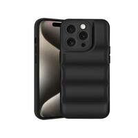 Amazon Brand - Solimo Puffer Case Camera Protection Soft Back Cover for iPhone 15 Pro - Black