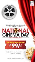 National Cinema Day (20th Sep)  Any Movie, Any Show at ₹99 / ₹199