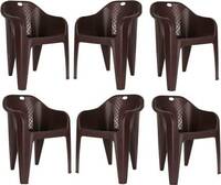 HOMIBOSS outdoor & home chairs set of 6 Plastic Living Room Chair  (Finish Color - Brown, Pre-assembled)