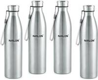 NIRLON Summer Cool Single Wall Stainless Steel Fridge 1000 ml Bottle (Pack of 4, Silver, Steel)