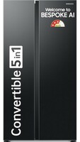 Samsung 653 L, 3 Star, Frost Free, Double Door, Convertible 5-in-1 Digital Inverter, Side By Side AI Enabled Smart Refrigerator with WiFi (RS76CG8003B1HL, Black Matt, 2024 Model)