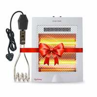 Lifelong Infinia 800 W Quartz Room Heater (White) & 1000 Watt Immersion Rod (Black) Electric Rod, 2 Rod Heater for Room,1 Year Manufacturer's Warranty (LLQHIR01, ISI Certified)