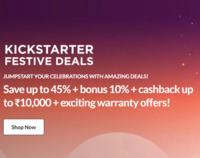 Lenovo - Kickstarter Festive Deals | Save up to 45% + bonus 10% + cashback up to ₹10,000 + exciting warranty offers