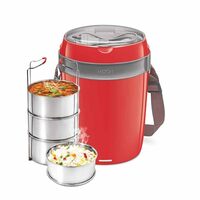 MILTON Euroline Futron Stainless Steel Electric Lunch Box, (4 Containers), Red