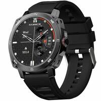 HAMMER Fit Pro 1.43" Super AMOLED Display Smart Watch Round Dial with Bluetooth Calling, Metallic Build, Always on Display, Multi Sports Modes (Black)