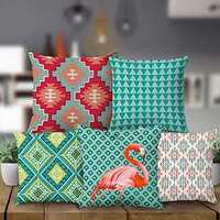 Rubix Home Multicolor Printed Cushion Covers (Pack of 5)