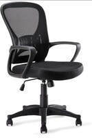Sunon Office Chairs, Adjustable Lumbar Support Office Chair Computer Chair with Adjustable Seat Height, Mid Back (Black, Fabric & Nylon)