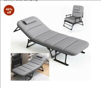 Mokshith 3-in-1 6-Gear Folding Patio Lounge Chairs, Reclining Lounge Chair with Removable Mattress for Indoor and Outdoor, Folding Lounge Chair, for Poolside, Beach, Lawn, Patio, Camping. 