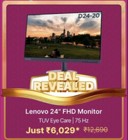 Lenovo 60.45 cm (23.8 inch) Full HD VA Panel 3-Side Near Edgeless with TUV Eye Care Monitor