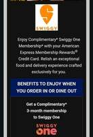 Enjoy Complimentary Swiggy One Membership with AMEX Membership Rewards 