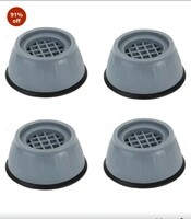 GLUN® Anti Vibration Pad with Suction Cup Feet, Fridge Washing Machine Support Feet Pads Leveling Feet Anti Walk Pads Shock Absorber Noise Cancelling Furniture Lifting Base Oval 4 PCS Set