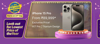 iPhone 15 Pro from ₹94,999 + Additional exchange bonus upto ₹7000