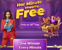 Flipkart Har Minute Shopping Free: 1st Shopper Every Minute Gets upto Rs.10000 Back [only on 26th Sept.]