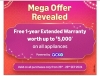 Amazon Free 1-Year Extended Warranty Worth up to ₹5,000 on All Appliances (26th -28th Sept)