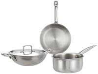 Amazon Brand - Solimo Triply Stainless Steel 3 Piece Cookware Set
