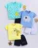 TOONYPORT Boys Pack of 3 Graphic Print T-Shirts with Shorts