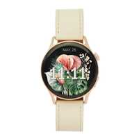 Vibez by Lifelong Smart Watch for Women 1.28" AMOLED Always on Display, Bluetooth Calling, Voice Assistance, 60Hz Refresh Rate, 600 NITS, Health Tracker, Leather & Silicone Straps (Glam Series)