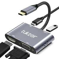 4-in-1 MultiPort Adapter Compatible with MacBook Pro Air iPad, Dell, Samsung Galaxy & Other Type-C Device