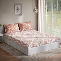 DDECOR - Pack of 1 Metro Abstract Cotton Double Bedsheet with 2 Pillow Covers - Orange