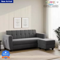 Flipkart Perfect Homes Honoly 3 Seater Sofa with Ottoman ll Living Room ll With Smart Sofa Pocket Fabric 4 Seater Sofa