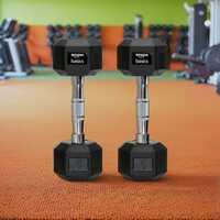 Amazon basics Rubber Encased Hex Dumbbell Weight Set Of 2, 5 Kg,Black