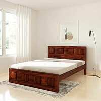Amazon Brand - Solimo Mynim King Size Solid Sheesham Wood Bed Without Storage (Honey Finish) 