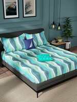 NAUTICA 100% Pure Cotton Double Bedsheet with 2 Pillow Covers -3pc Set