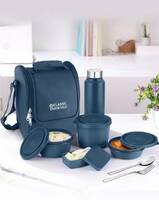 Classic Essentials 3 Microwave Safe with Bottle, Bag & Cutlery| 4 Containers Lunch Box (1250 ml, Thermoware)
