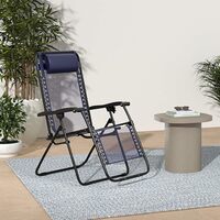 Amazon Basics Outdoor Textilene Adjustable Zero Gravity Folding Reclining Lounge Chair with Pillow