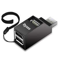 Dyazo 3-Port USB Data Hub High Speed Splitter Plug/Box/Adapter Expansion, Small, Compact, Universal Data Transfer, Wide Compatibility: Windows, Mac OS (Black)