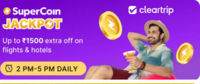 Cleartrip supercoins Jackpot up to ₹1500 extra off on flights & hotels (2 PM to 5 PM Daily)