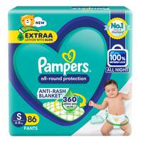 Pampers All round Protection Pants, Small size baby diapers (S) 86 Count, Lotion with Aloe Vera (8.23/ unit)