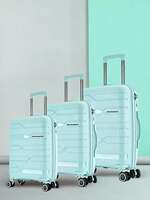 Nasher Miles Paris Set of 3 Green Textured Hard-Sided Cabin Trolley Suitcase