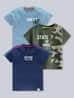 CODEZ Pack of 3 Boy Regular Fit Round-Neck T-Shirts