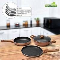 Prestige Omega Festival Pack - Build Your Kitchen Induction Bottom Non-Stick Coated Cookware Set (Aluminium, 3 - Piece)