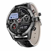 boAt Enigma Z40 Smart Watch w/ 1.32" (3.3 cm) HD Display, Luxurious Metal Body Design, 100+ Sports Mode, Female Wellness, Built-in Games, HR & SpO2, IP67(Black Leather)