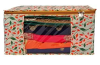 Presents non woven saree cover storage bags for clothes With primum quality saree cover fancy saree cover with zip combo offer low price & cloth organizer for wardrobe Black Polka Dot Saree Cover Pack of 1 (Orange)
