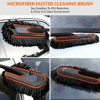 Super-Soft Microfiber Car Duster Brush with Detachable Handle| Strong Absorption, Scratch-Free Cleaning Tool for Wet & Dry Dusting/Polishing/Washing for multiple uses