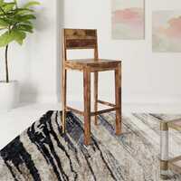 Amazon Brand - Solimo Blaby Single Seater Bar Chair with Footrest (Solid Sheesham Wood, Natural Finish, 1 Piece)