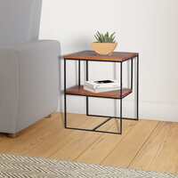 Amazon Brand - Solimo Gunay Durable Square Side Table, with 2 Storage Shelves