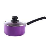 Wonderchef Valencia Non-Stick Sauce Pan with Glass Lid | Cool Touch Bakelite Handle | Pure Grade Aluminium| Tempered Glass Lid | 1.5 litres | 2.5 mm Thickness | 2 Year Warranty | Purple