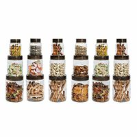 CELLO Checkers Pet Plastic Airtight Canister Set || 300ml x 6, 650ml x 6, 1200 x 6, Set of 18