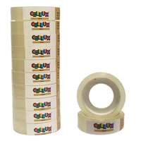 (Pack of 12) CELLUX 12 Rolls Gold Transparent Tape Refills, Clear Tape, Cello Tape, All-Purpose Transparent Glossy Tape for Office, Home, School - 0.5" Inch X 9 Meter Per Roll