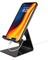 amazon basics Desktop Mobile Stand Phone Mount Tabletop Holder for Phones and Tablets - Black 