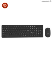 Limited-time deal: Amazon Basics Wireless Keyboard and Mouse Combo | 1000 DPI Mouse | 104 Rounded Silent Keys | Lightweight | Compatible to Mac and Windows | Plug-and-Play (Black)