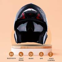 HEADFOX N2 Smart Bluetooth sba7 Calls | Music | GPS | Waterproof | Voice Command Road Helmet