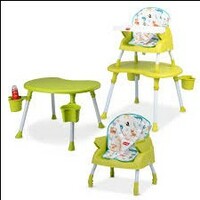 LuvLap 4 in 1 Convertible Baby High Chair with Printed Cushion, 3 Point Safety Belts, High Chair, Low Chair, Booster Chair and Table for Baby, Removable & Washable Food Tray 6 Months+, Green